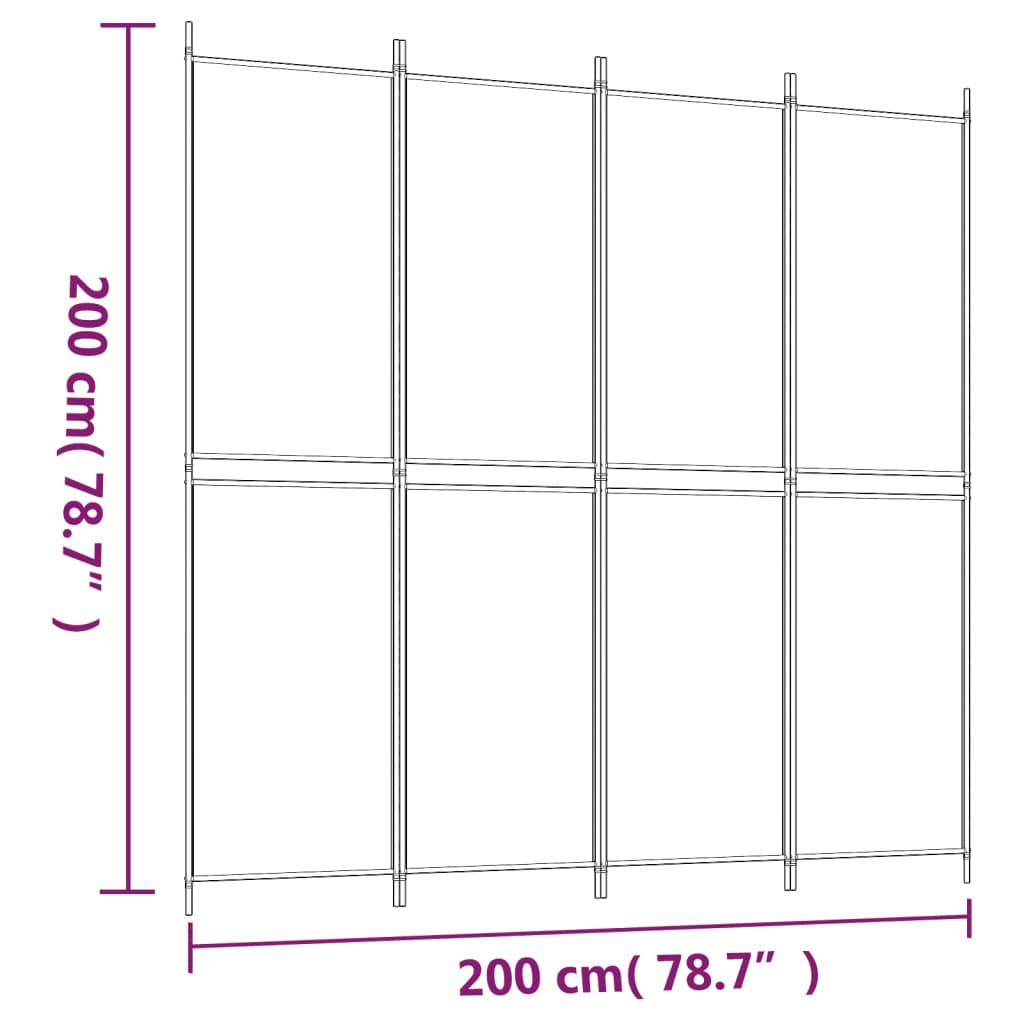 مقسم غرف 4 ألواح مقاس 200x200 سم قماش