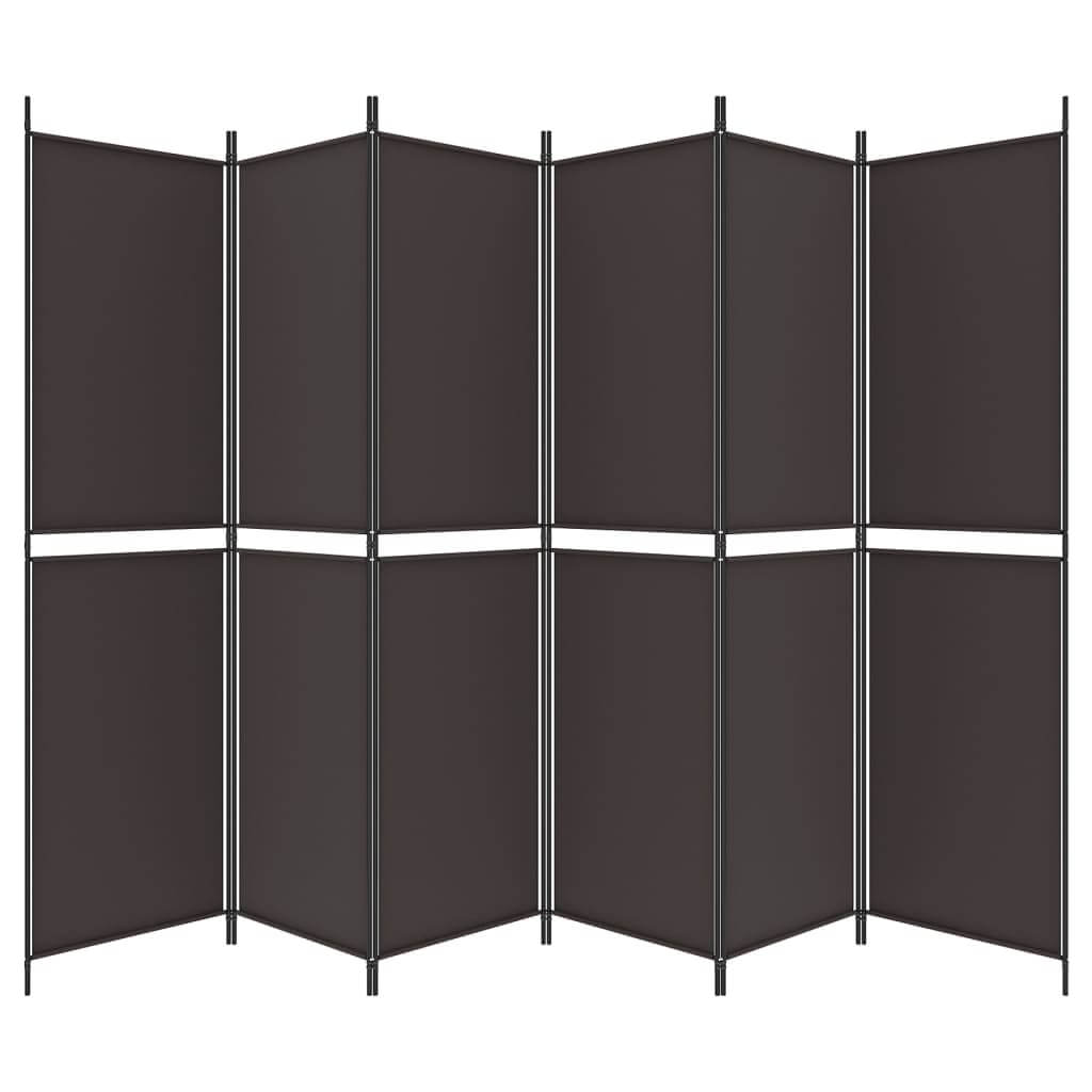 6-Panel Room Divider Brown 300x200 cm Fabric