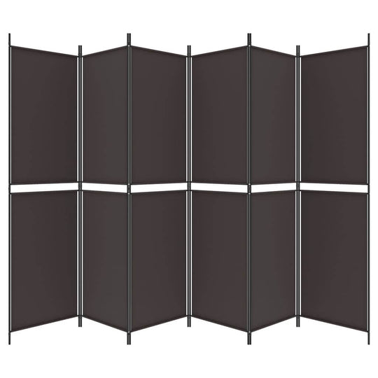 6-Panel Room Divider Brown 300x200 cm Fabric