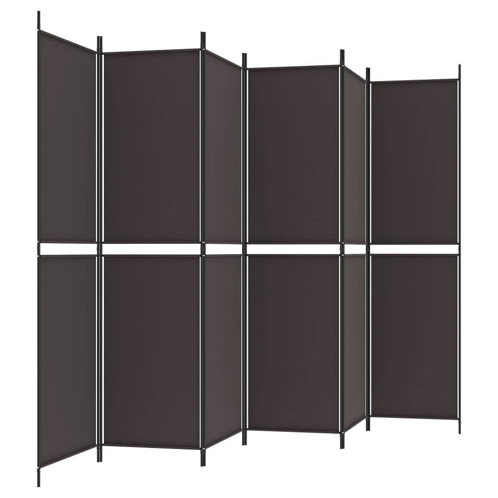 6-Panel Room Divider Brown 300x200 cm Fabric