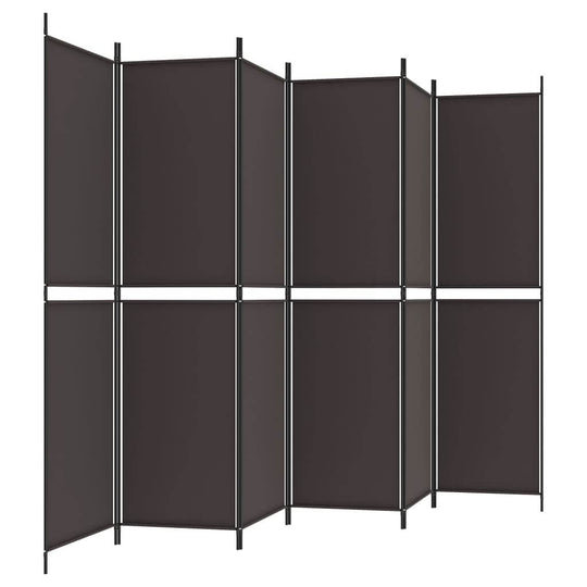 6-Panel Room Divider Brown 300x200 cm Fabric