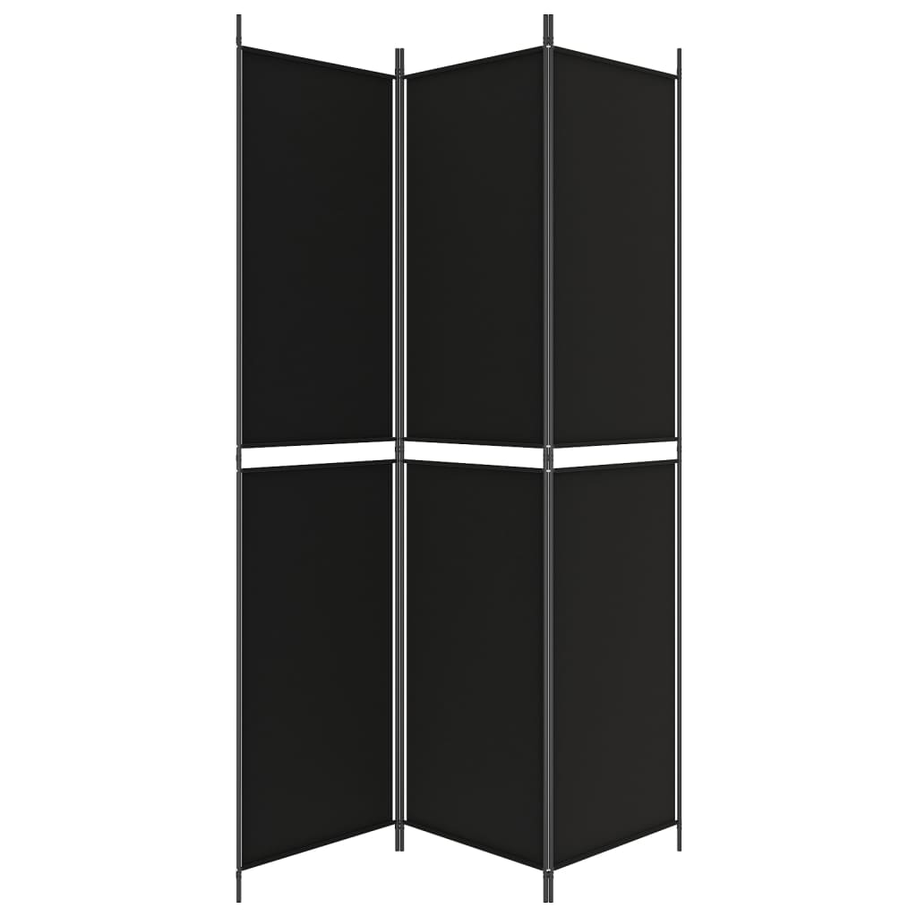 3-Panel Room Divider Black 150x220 cm Fabric