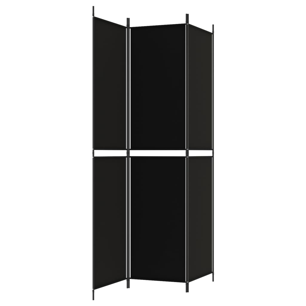 3-Panel Room Divider Black 150x220 cm Fabric