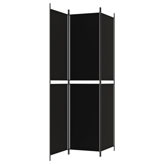 3-Panel Room Divider Black 150x220 cm Fabric