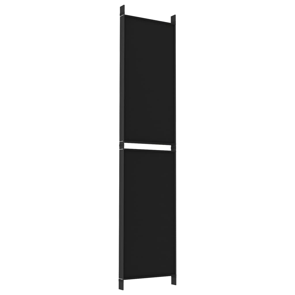 5-panel black room divider fabric, 250x220 cm, creates private spaces and blocks sunlight for versatile room separation.