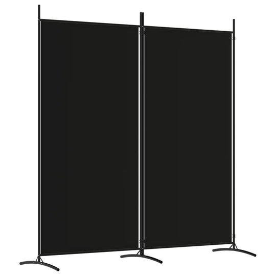 2-Panel Room Divider 175x180 cm Fabric in black, ideal for privacy and room separation.