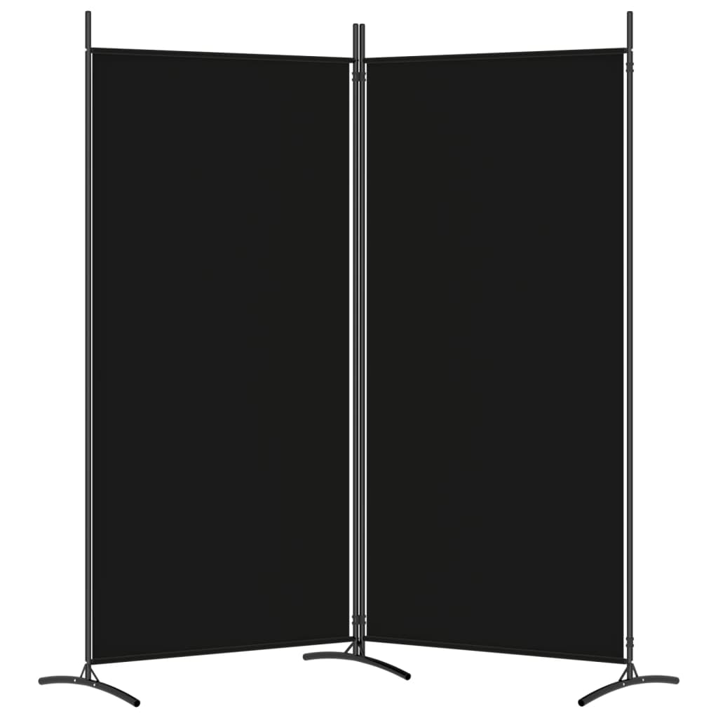 2-Panel Room Divider 175x180 cm Fabric providing privacy with durable black fabric design.
