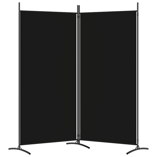 2-Panel Room Divider 175x180 cm Fabric providing privacy with durable black fabric design.