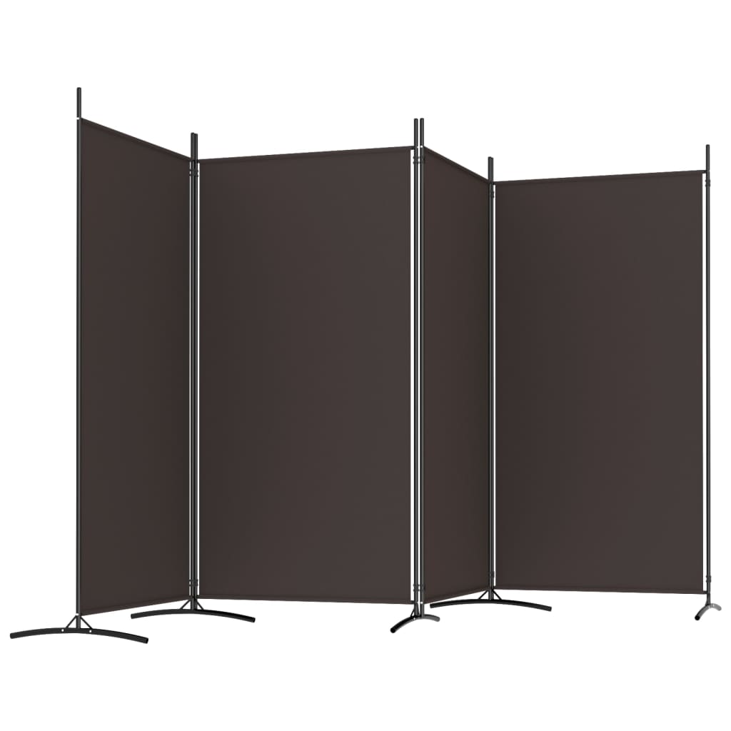 4-Panel Room Divider 346x180 cm Fabric in brown, ideal for creating private spaces and blocking sunlight.
