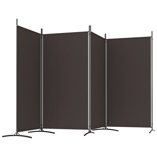 4-Panel Room Divider 346x180 cm Fabric in brown, ideal for creating private spaces and blocking sunlight.