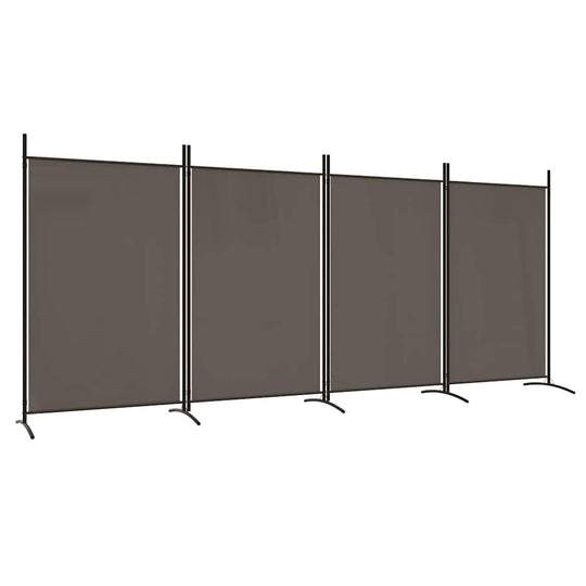 4-Panel Room Divider 346x180 cm Fabric in gray, ideal for creating private spaces and blocking sunlight.