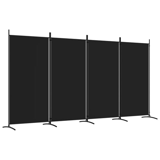 4-Panel Room Divider  346x180 cm Fabric in black providing privacy and versatility in any space.