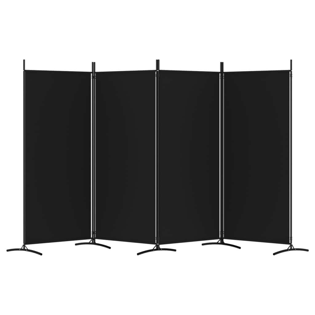 4-Panel Room Divider 346x180 cm Fabric in black, perfect for creating privacy and partitioning spaces.