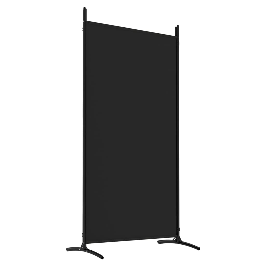 4-Panel Room Divider 346x180 cm Fabric in black color, offering privacy and versatile room separation.