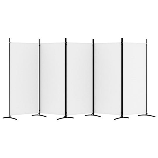 5-Panel Room Divider 433x180 cm Fabric , Furniture -> Room Dividers , Decor -,Divider,Durable,Durable Construction,Furniture -,Home Decor,Interior Design,Modern Design,new-305021,Room Dividers,Space-saving,Unique Design,white