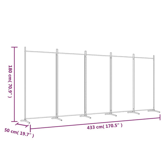 5-Panel Room Divider 433x180 cm Fabric , Furniture -> Room Dividers , Decor -,Divider,Durable,Durable Construction,Furniture -,Home Decor,Interior Design,Modern Design,new-305021,Room Dividers,Space-saving,Unique Design,white