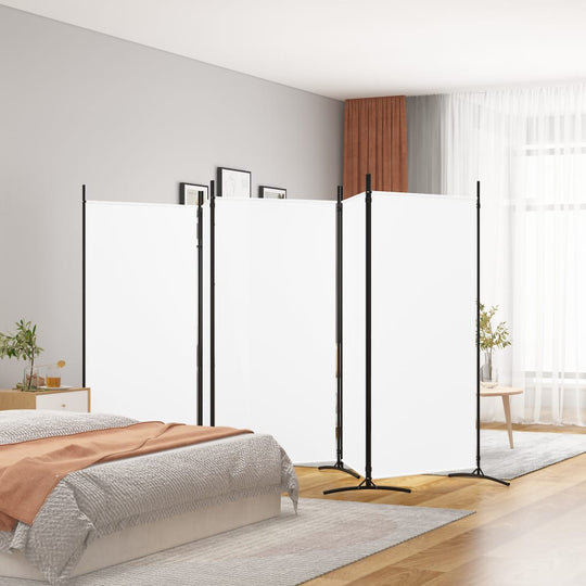 5-Panel Room Divider 433x180 cm Fabric , Furniture -> Room Dividers , Decor -,Divider,Durable,Durable Construction,Furniture -,Home Decor,Interior Design,Modern Design,new-305021,Room Dividers,Space-saving,Unique Design,white