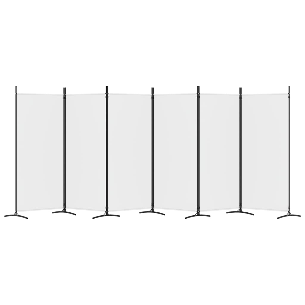 6-panel white room divider fabric screen, 520x180 cm, providing privacy and blocking sunlight in any space.