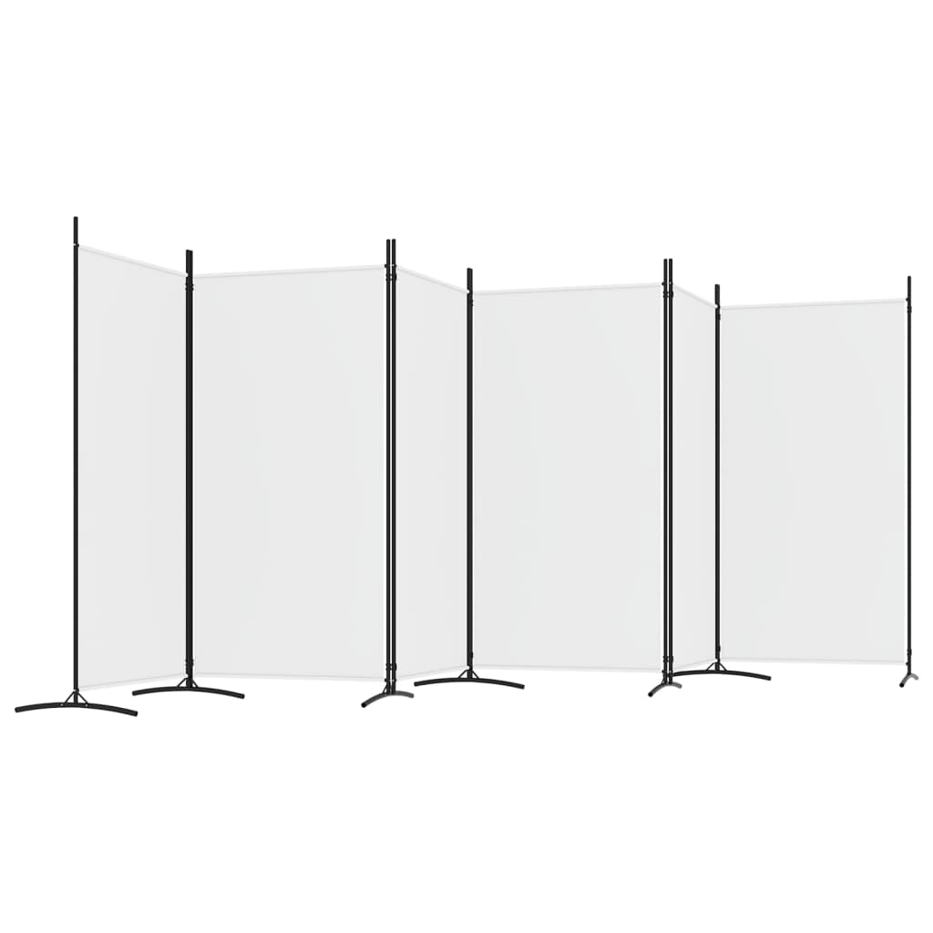 6-Panel white room divider fabric screen, 520x180 cm, providing privacy and blocking sunlight in any room.