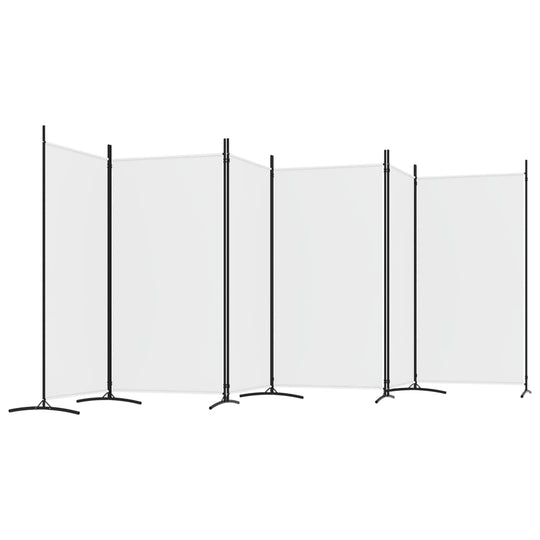 6-Panel white room divider fabric screen, 520x180 cm, providing privacy and blocking sunlight in any room.