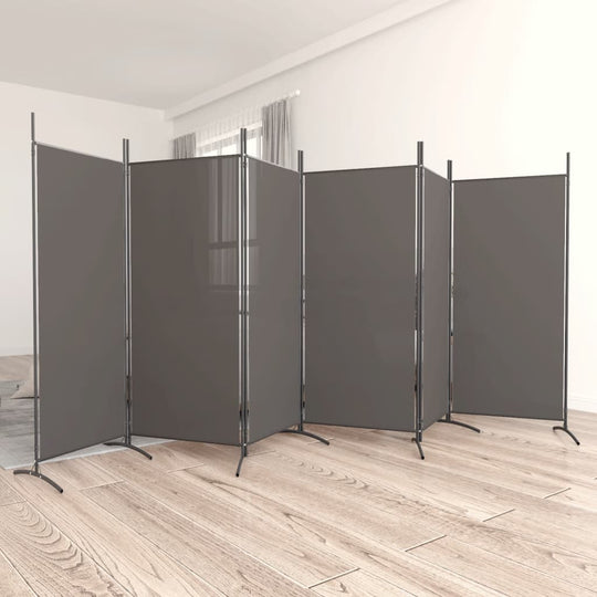 6-Panel Room Divider 520x180 cm Fabric , Furniture -> Room Dividers , Divider,Durable,eligant,Furniture -,gray,Home & Garden -,Luxury Furniture,Modern Design,new-305021,Room Dividers,Stylish,Unique Design,white