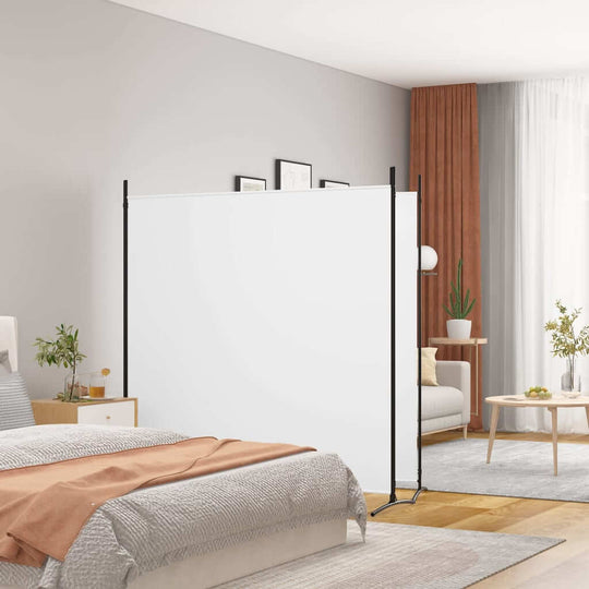 2-panel white room divider screen in a modern bedroom, enhancing privacy and separating spaces.