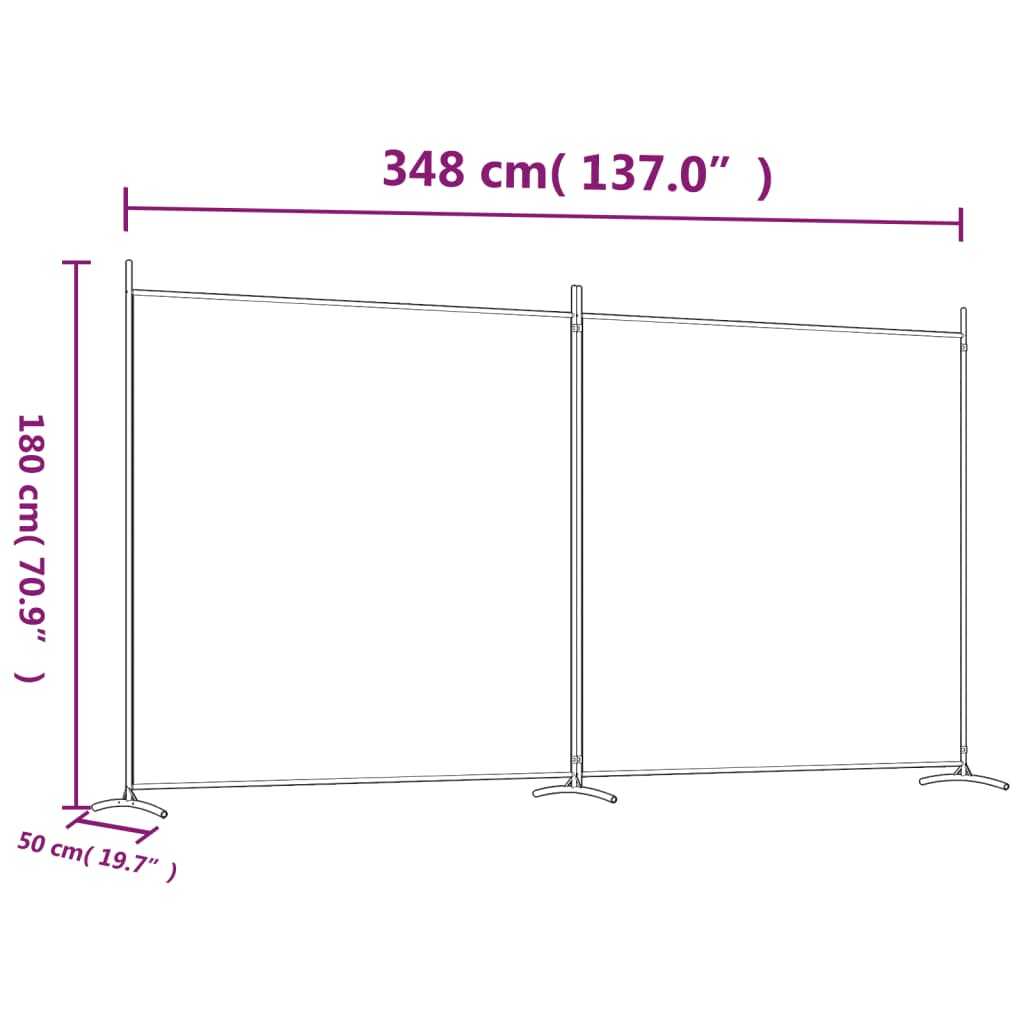 Panel Room Divider 2-  348x180 cm Fabric