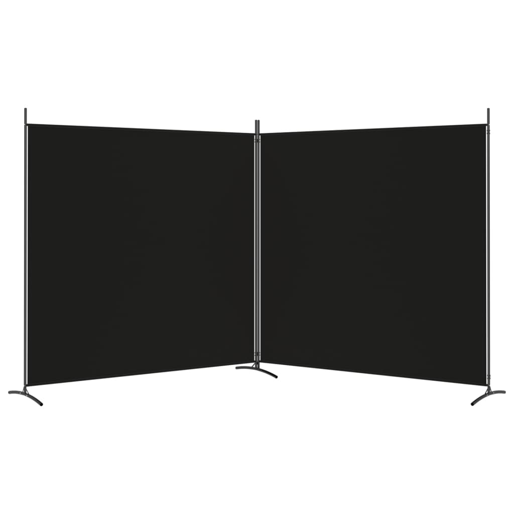 2-Panel Room Divider 348x180 cm Fabric in black color, providing privacy and versatility for any room.