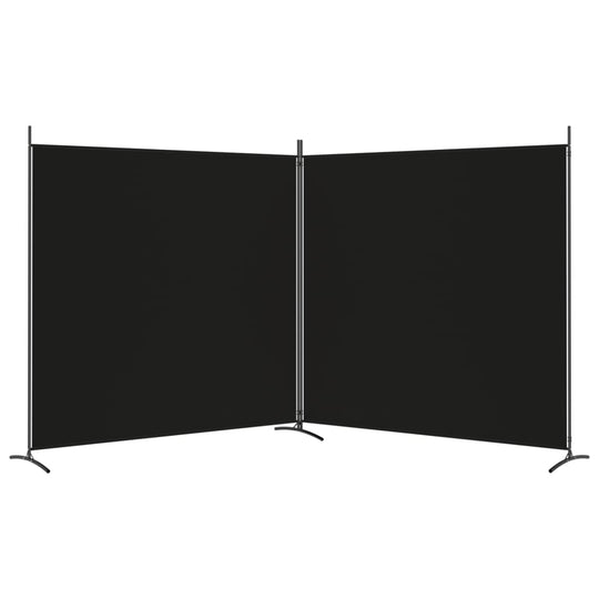 2-Panel Room Divider 348x180 cm Fabric in black color, providing privacy and versatility for any room.