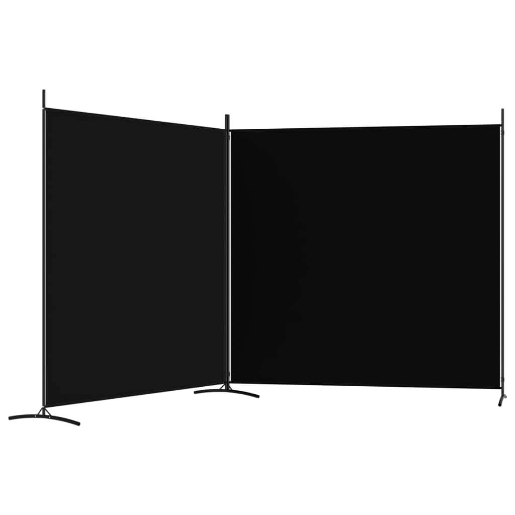 2-Panel Room Divider 348x180 cm Fabric in black, ideal for creating private spaces and blocking sunlight.