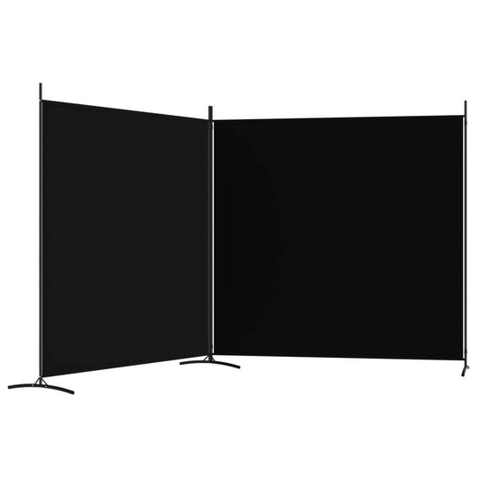 2-Panel Room Divider 348x180 cm Fabric in black, ideal for creating private spaces and blocking sunlight.
