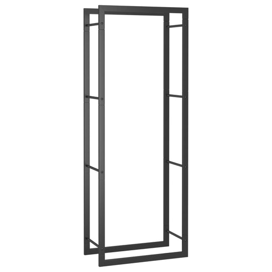 Firewood Rack Matt  50x28x132 cm Steel, durable black-powdered steel frame for storing firewood, weather-resistant and ample storage