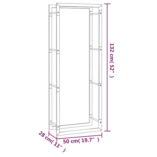 Firewood Rack Matt 50x28x132 cm Steel dimensions illustration