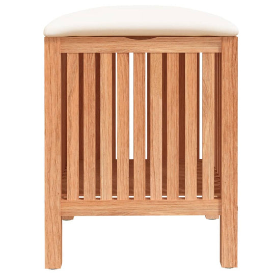 Bathroom Stool 40.5x40x52 cm Solid Wood Walnut with cushioned seat and storage feature, perfect for elegant and functional bathroom decor.