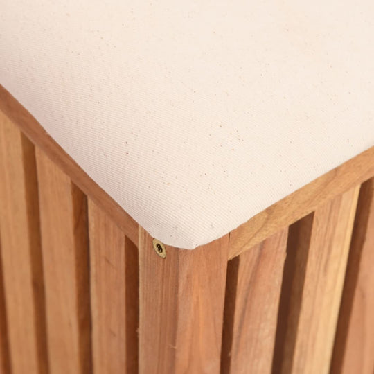 Close-up view of Bathroom Stool 40.5x40x52 cm Solid Wood Walnut with cushion cover detail