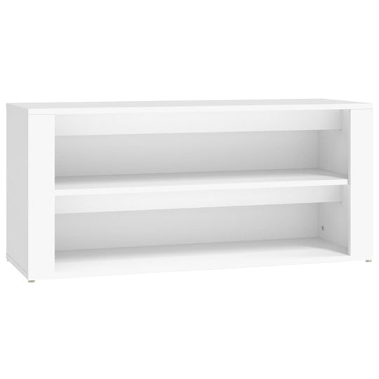 Shoe Rack 100x35x45 cm Engineered Wood in elegant white finish with two open compartments for ample storage.
