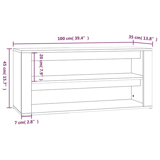 Shoe Rack  100x35x45 cm Engineered Wood - Cherryfurnie LLC This elegant shoe rack features engineered wood, known for its exceptional quality, smooth surface, strength, stability, and resistance to moisture. Keep your shoes organized and your environment tidy with 2 ample compartments for all types of shoes and a sturdy top suitable for decorative items. Assembly manual included. Colour: White Material: Engineered wood Dimensions: 100 x 35 x 45 cm (W x D x H)  Rack #