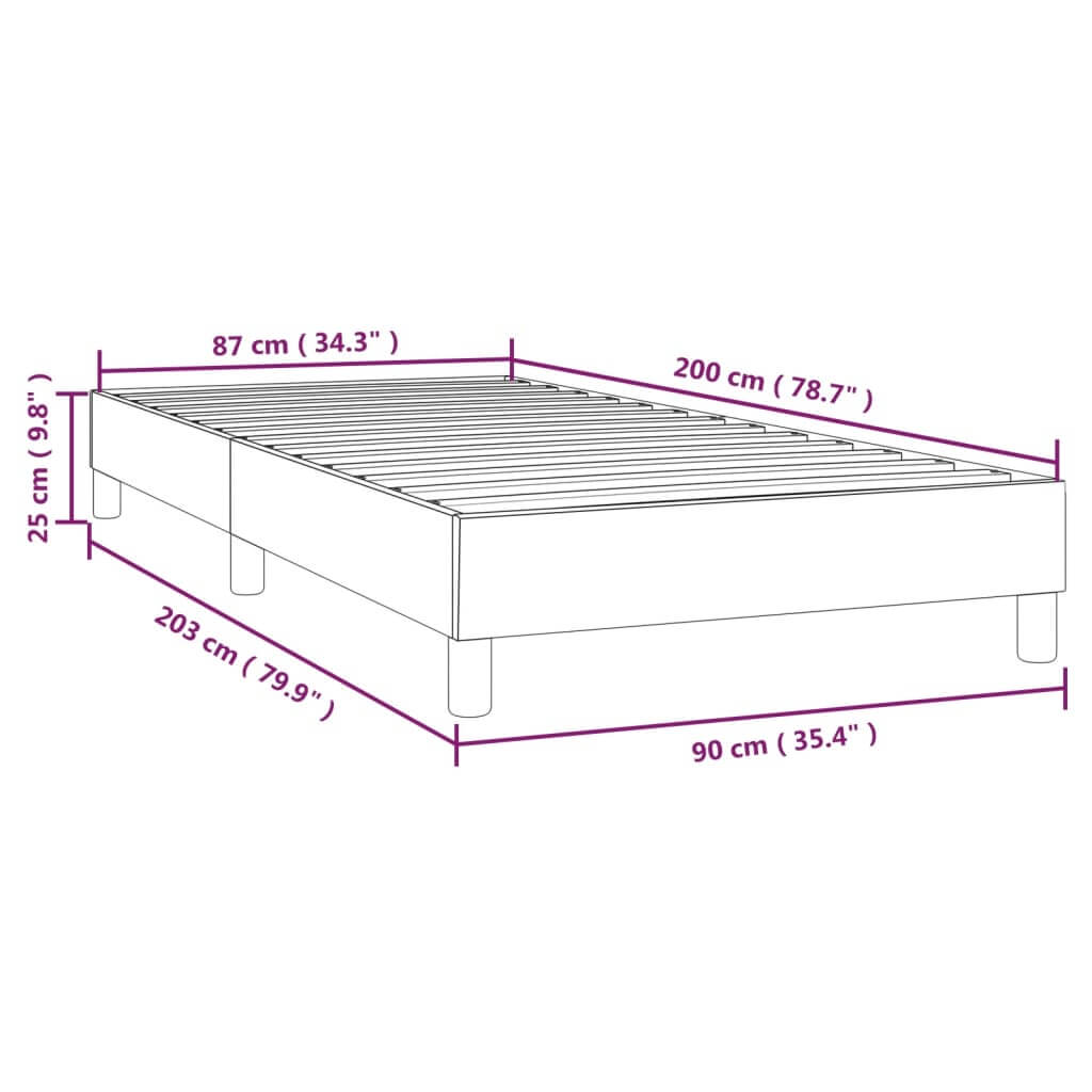 Box Spring Bed Frame Dark  90x200 cm Fabric