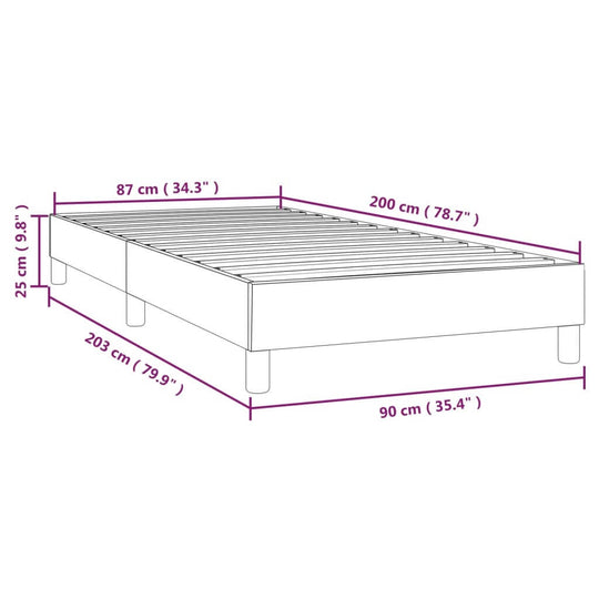 Box Spring Bed Frame Dark  90x200 cm Fabric