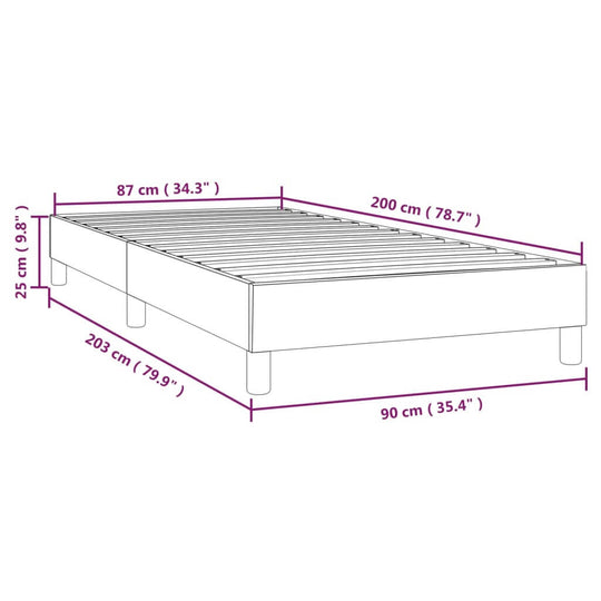 Box Spring Bed Frame Light  90x200 cm Fabric