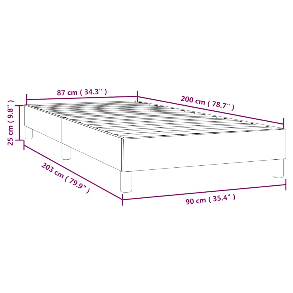 Box Spring Bed Frame Light  90x200 cm Velvet