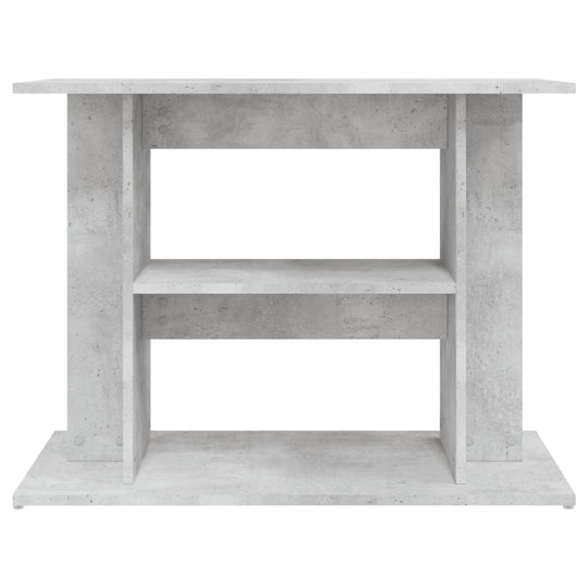 Aquarium stand in concrete grey, engineered wood, with two shelves for stable fish tank display and storage.