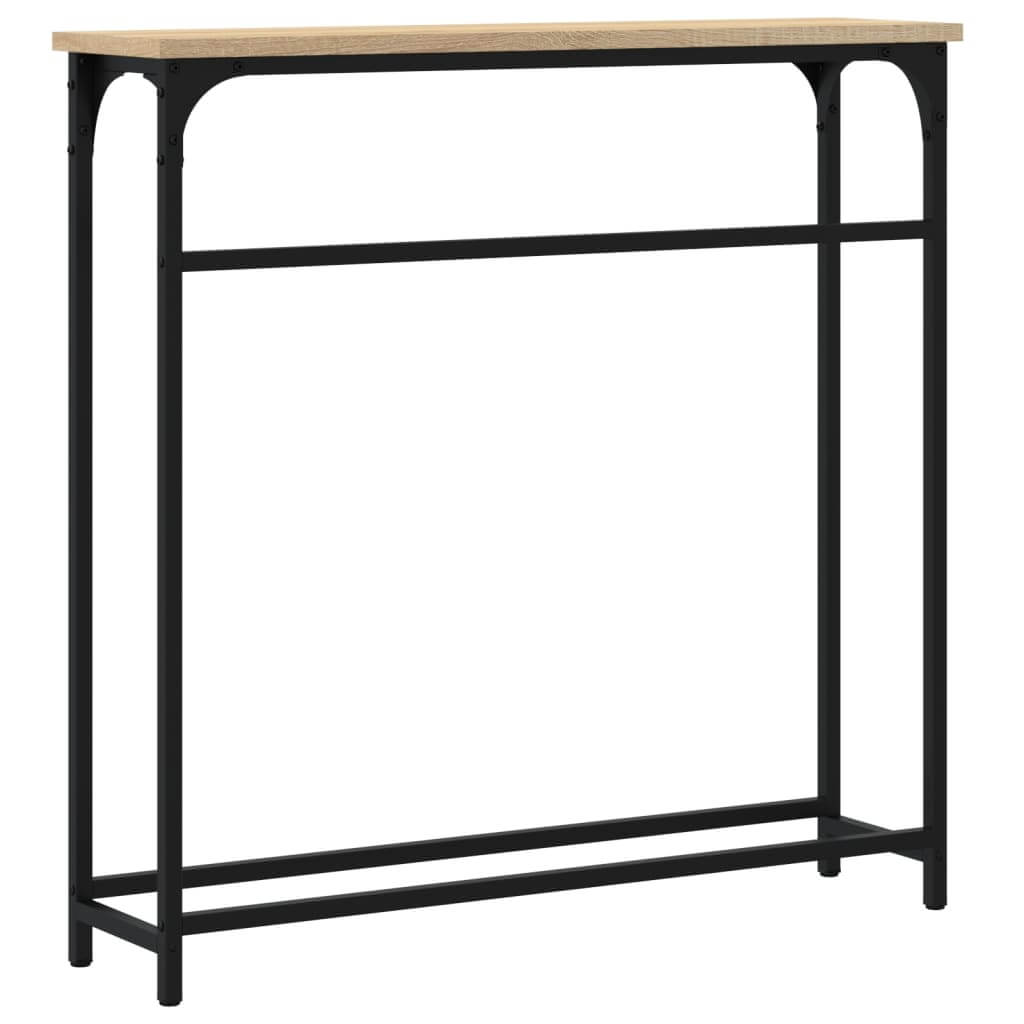 Console table in Sonoma oak finish with black metal frame, ideal for entryway or living room from فُرُوشات.