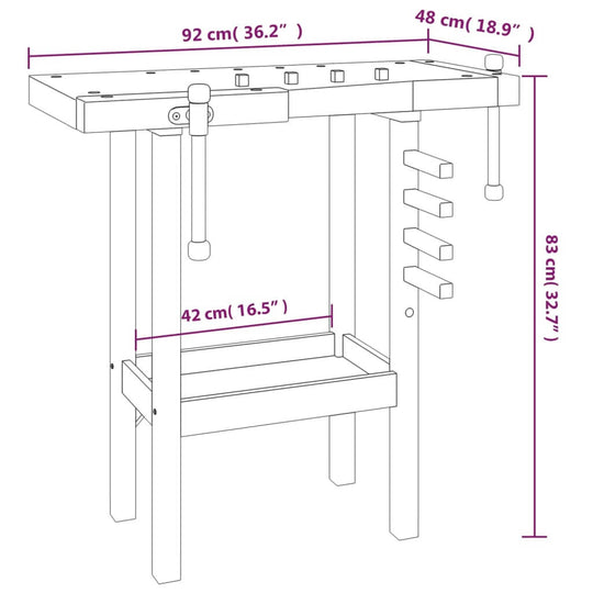 Workbench with Vices 92x48x83 cm Solid Wood Acacia