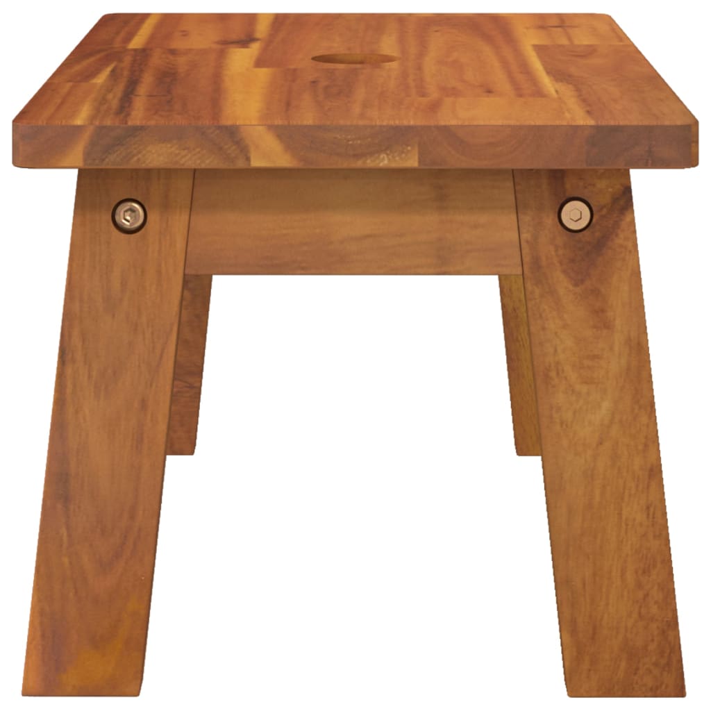 Solid acacia wood step stool with a rustic design, perfect for outdoor furniture and enhancing living spaces.