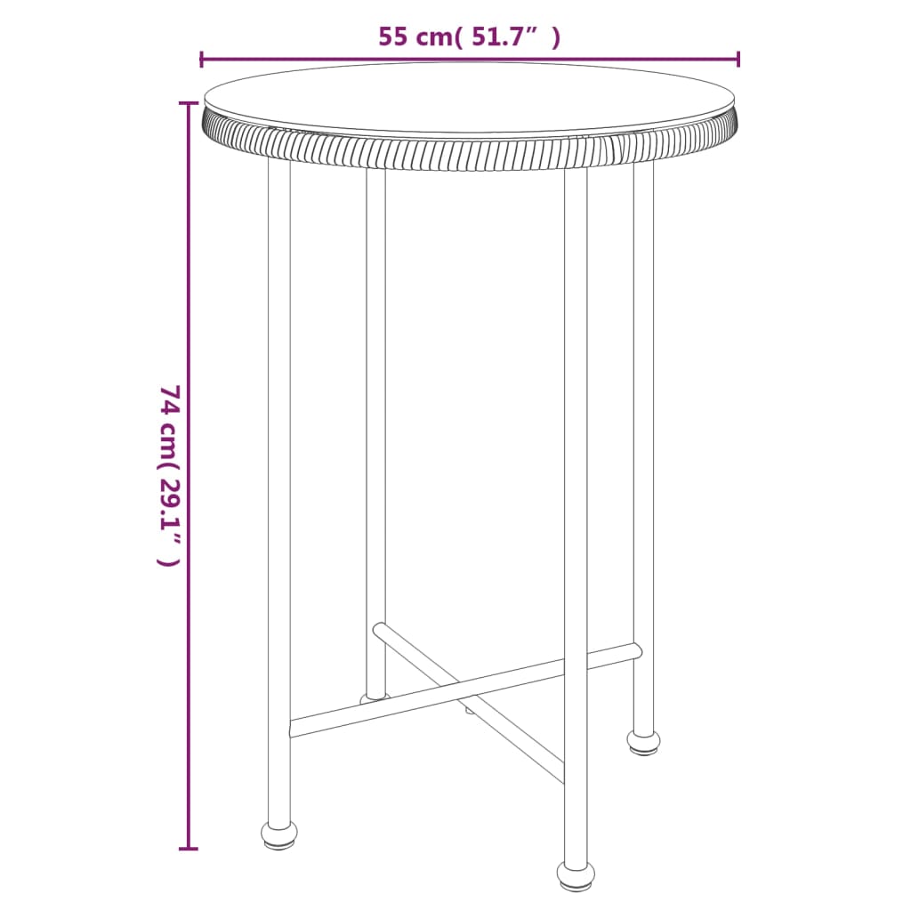 Dining Table Ø55 cm Tempered Glass and Steel , Furniture -> Outdoor Furniture -> Outdoor Tables , Chairs -,Durable,eligant,Furniture -,Home & Garden -,Home Decor,Modern Design,new-305021,Outdoor Furniture -,Outdoor Furniture Sets,Outdoor Seating -,Outdoor