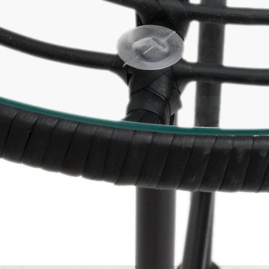 طاولة طعام بقطر 80 سم مصنوعة من الزجاج المقوى والفولاذ