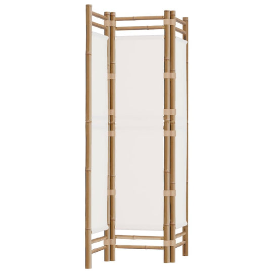 Folding 3-Panel Room Divider 120 cm Bamboo and Canvas with a natural bamboo frame and canvas panels.
