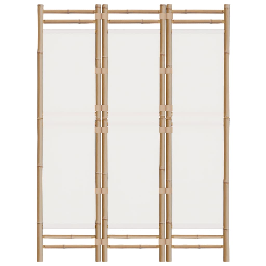 Folding 3-Panel Room Divider 120 cm Bamboo and Canvas providing privacy in stylish interior.