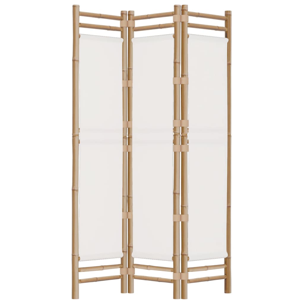 Folding 3-Panel Room Divider 120 cm Bamboo and Canvas in a stylish design for creating personal spaces.